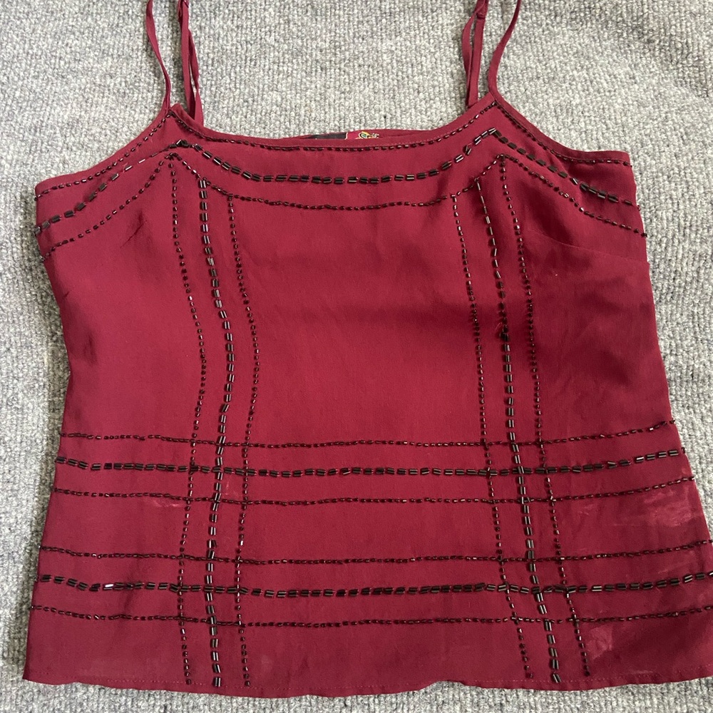 Forever 21 Burgundy Camisole with Black Detailing
